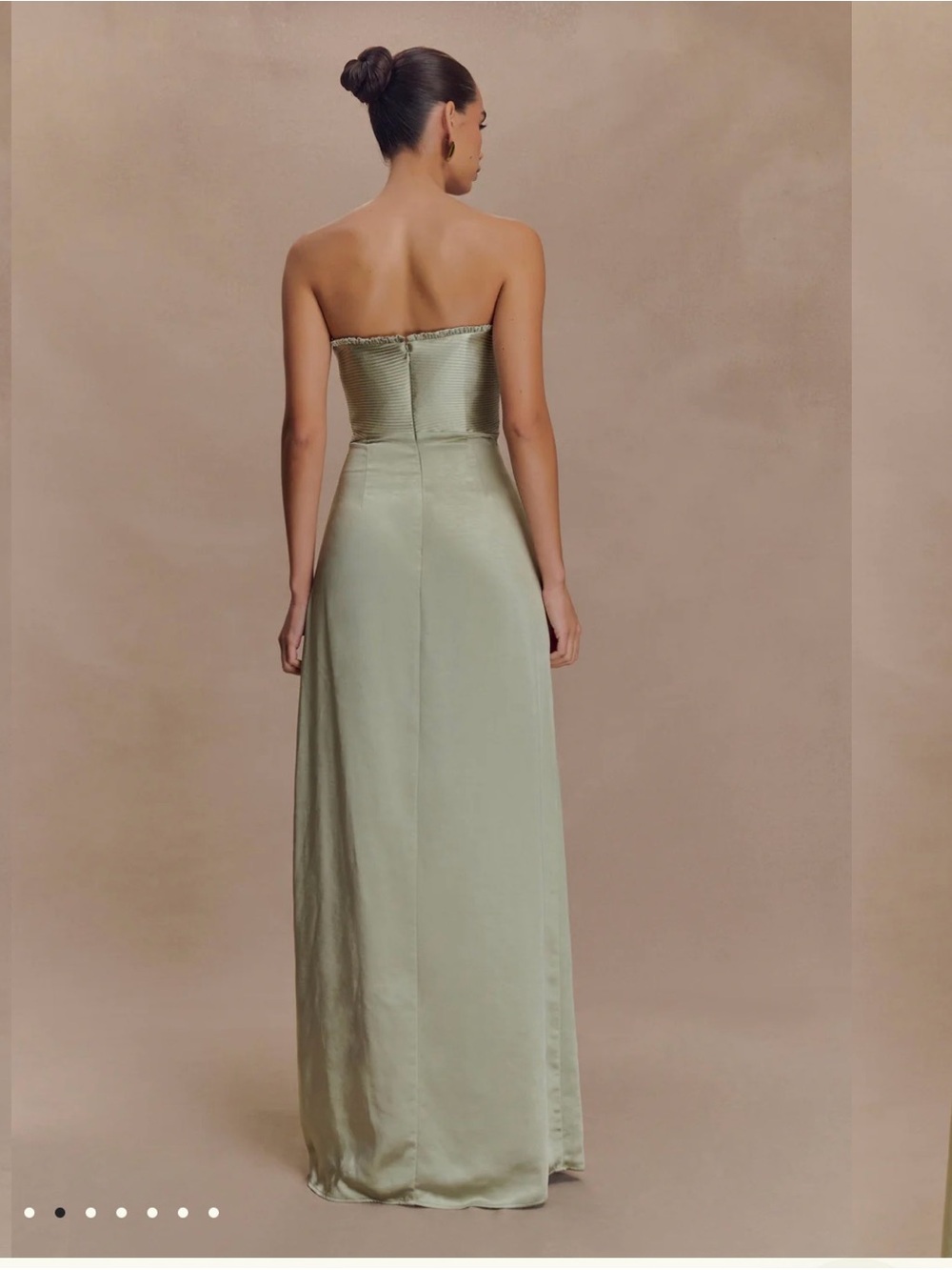 Meshki Sage Green Strapless Maxi Gown with Side Slit - Picture 2 of 3